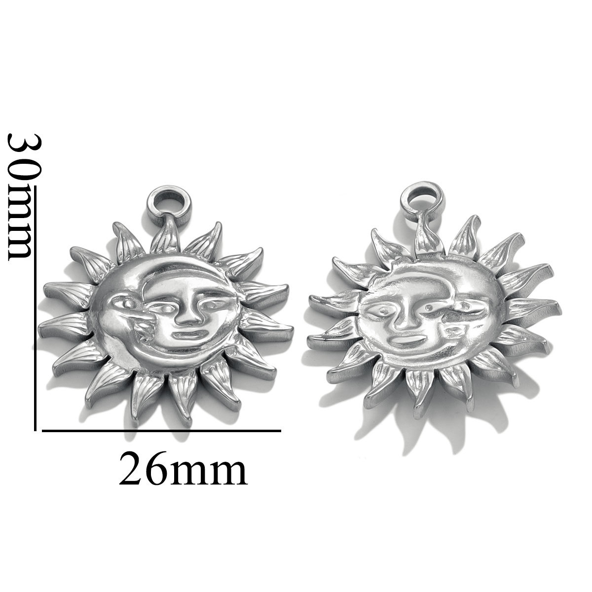 Silver color / 1 Piece Classic Retro Style Sun Shape Stainless Steel  Gold Color Women's Pendant Picture3